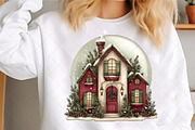 Whimsical Christmas House Clipart, an Illustration by SinaCreation (Thumbnail 6 of 7)