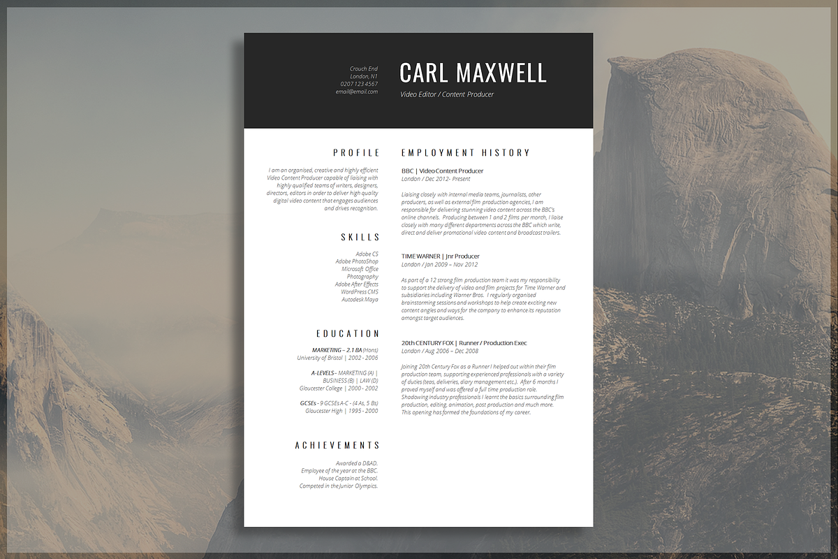 Modern Resume Template, a Resume Template by introDuice - CV / Resumes (Photo 1 of 6)