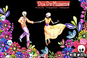 Day of the dead watercolor clip art, a Decorative Illustration by CpandoShop (Thumbnail 2 of 5)