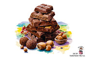 Chocolate Bar Stack with Berries PNG, an Illustration by Clipart Bloom (Thumbnail 1 of 2)
