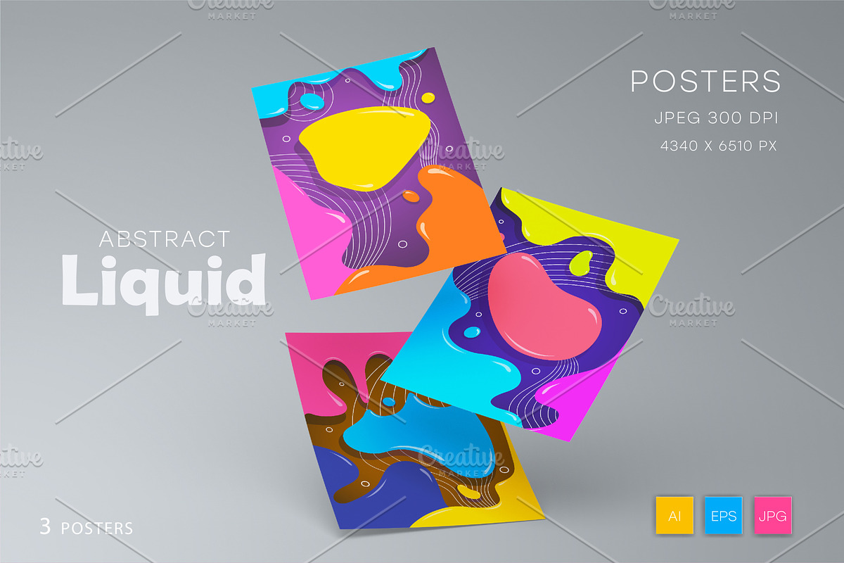 3 posters in liquid style. Art., a Decorative Illustration by KENO Mascots (Photo 3 of 6)