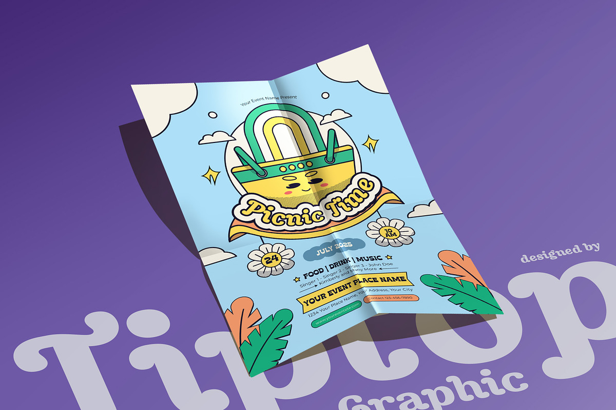 Retro Picnic Time Flyer Template, a Flyer Template by Tiptop Graphic (Photo 5 of 5)