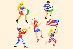 Cream 4th July Parade Illustration, an Illustration by graphicook