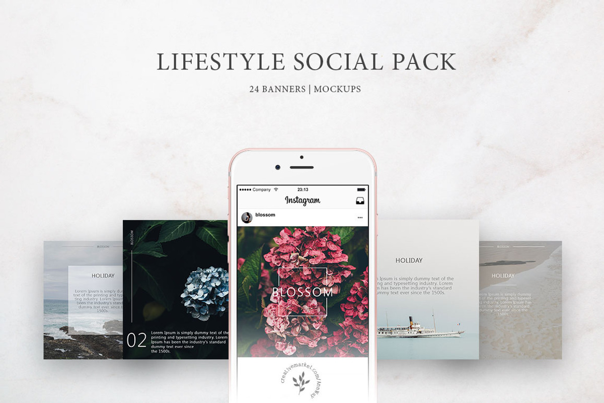 Lifestyle Social Pack / Kit 2, a Social Media Template by Blossom (Photo 1 of 6)