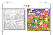 Kawaii Magical Worlds Coloring, a Decorative Illustration by Coco Bloom (Thumbnail 5 of 8)