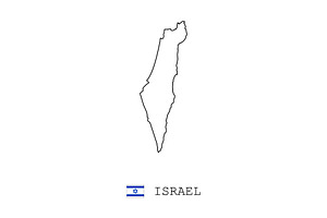 Israel vector map outline, line