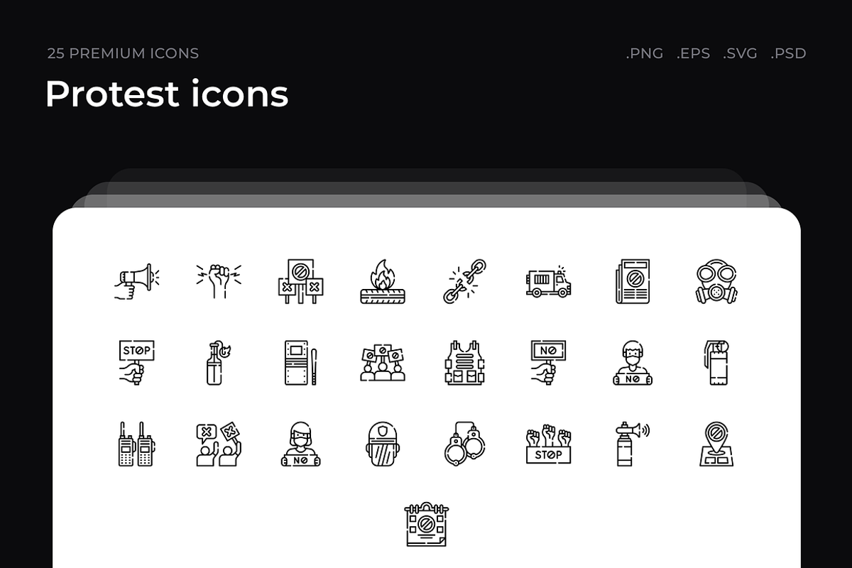 Protest icons, an Outline Icon by Wencory