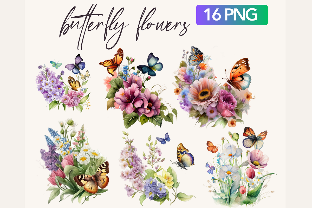 Flowers Butterfly PNG Sublimation, an Animal Illustration by TimCanvaTemplate (Photo 5 of 5)