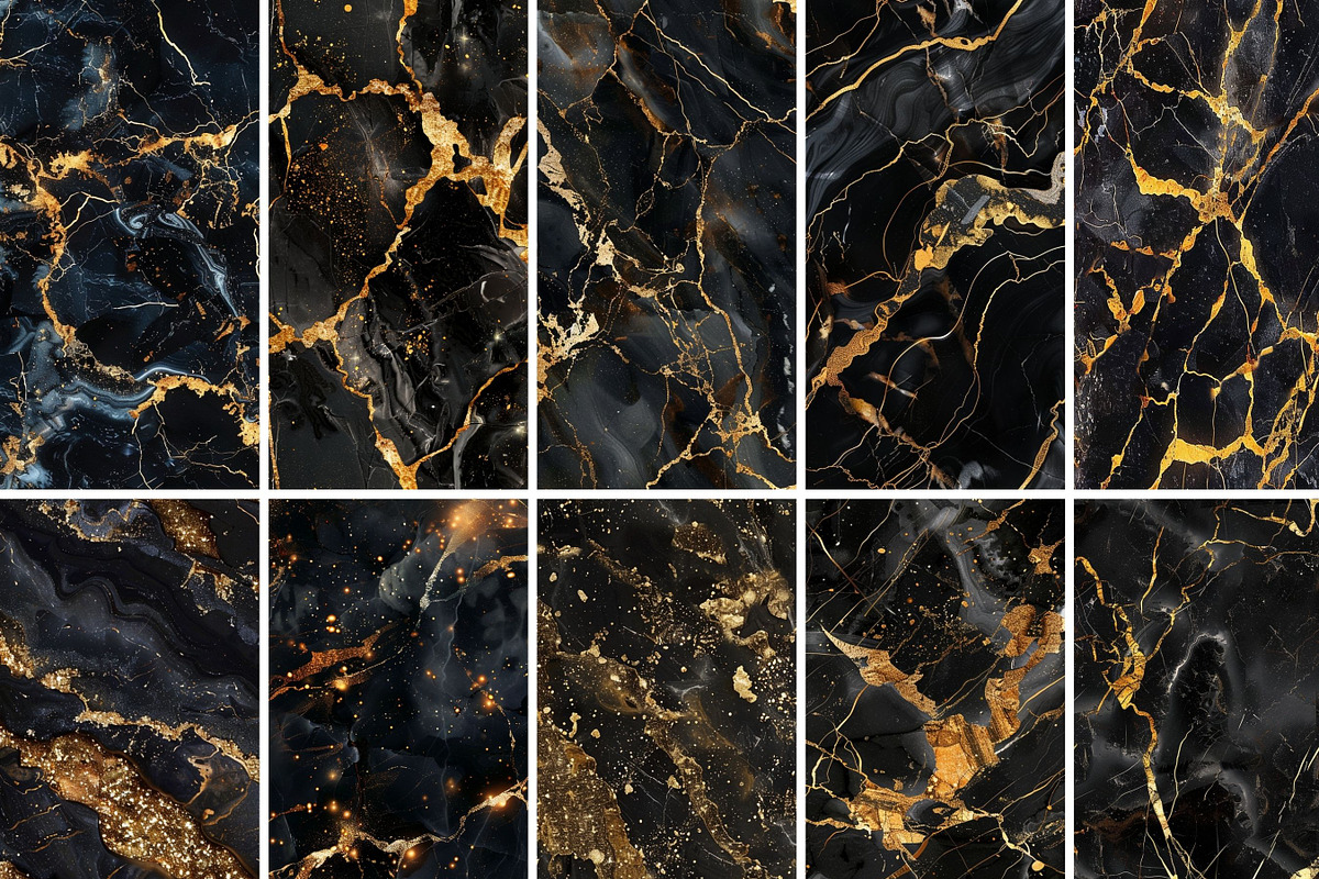 Black Gold Marble Seamless Textures, a Texture Graphic by BrushstrokeArtGB (Photo 9 of 12)
