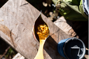 Hiker s freeze-dried meal on a