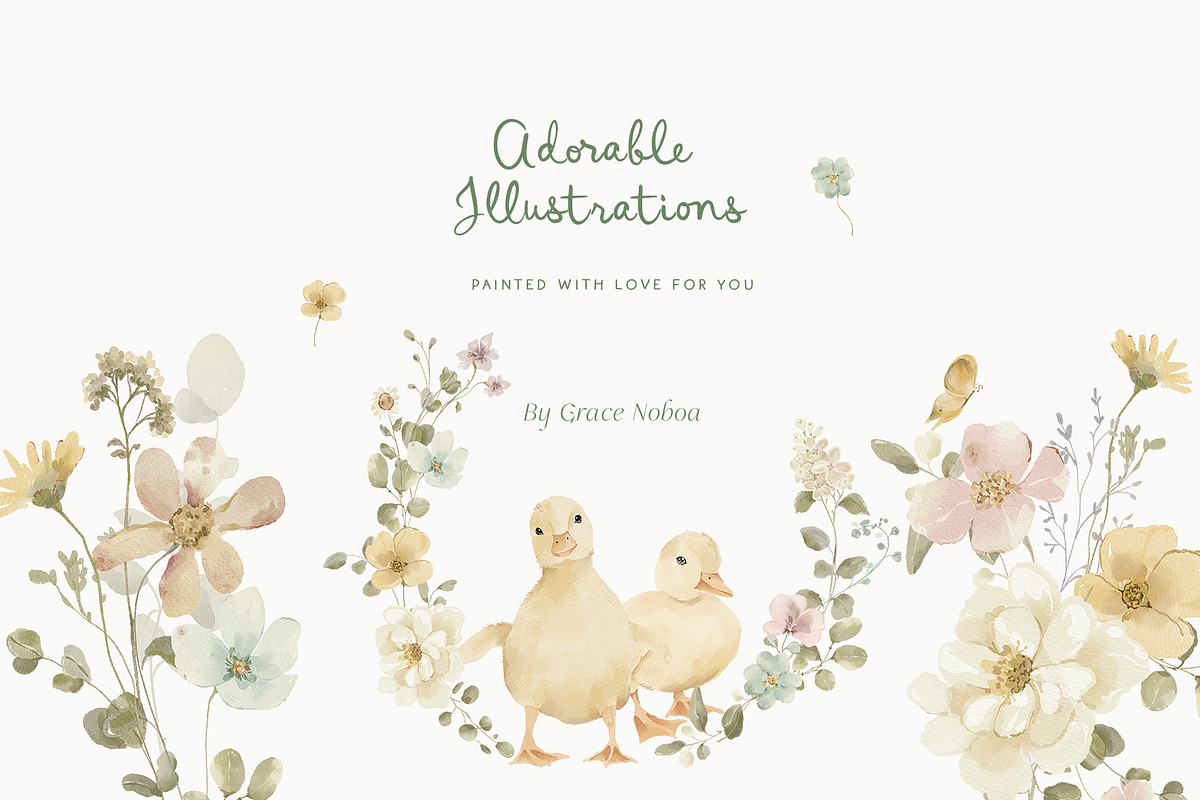 Easter Spring wildflower meadow set, a Decorative Illustration by Grace Noboa Illustrations (Photo 7 of 14)