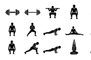 Fitness Workout Silhouette Icon Set, an Illustration by musafir_fashion (Thumbnail 44 of 51)