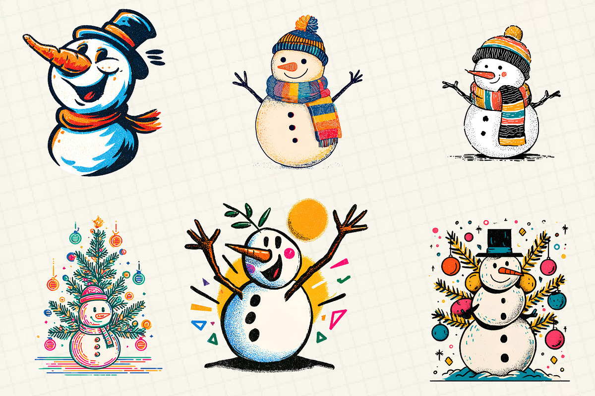 Christmas Snowman Clipart 2, an Illustration by DreamCafeArt (Photo 2 of 6)