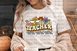 Retro Teacher Png Sublimation