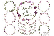Plum Vector Flower Wreaths, an Illustration by Amanda Ilkov (Thumbnail 1 of 3)