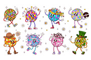 Cartoon groovy disco ball characters, a Decorative Illustration by Buch&Bee (Thumbnail 3 of 3)