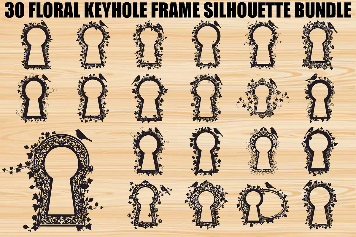 Floral Keyhole Frame SVG Bundle, an Illustration by Designs_River (Photo 1 of 31)