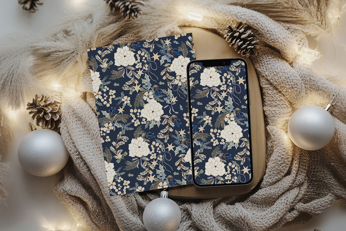 Navy Christmas Pattern, a Pattern Graphic by Webvilla Studio (Photo 5 of 5)