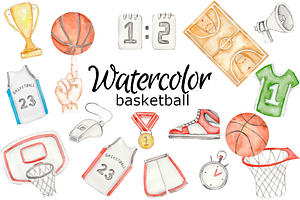 Basketball Watercolor Clipart