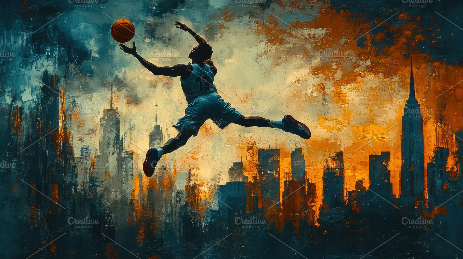 Basketball player leaps in front of, a Sports & Recreation Photo by Pixeness Studio