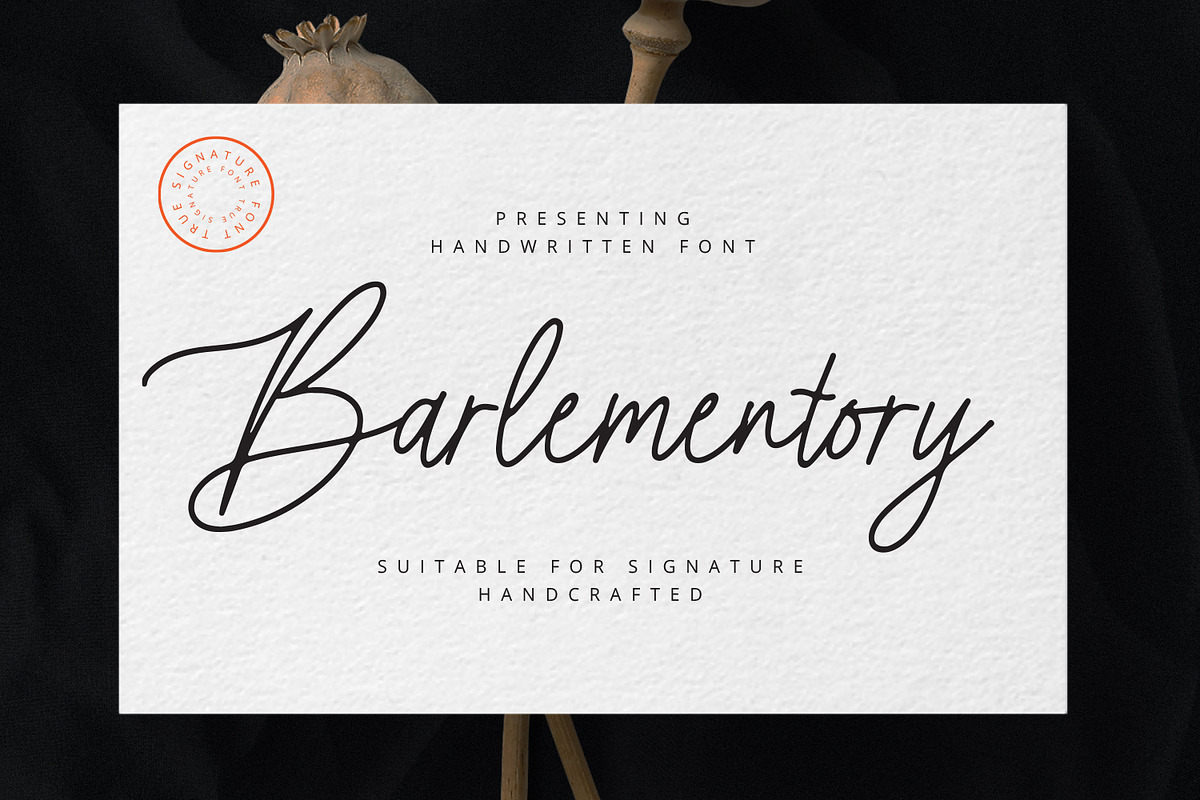 Barlementory Font, a Script Font by Haws.std (Photo 1 of 5)