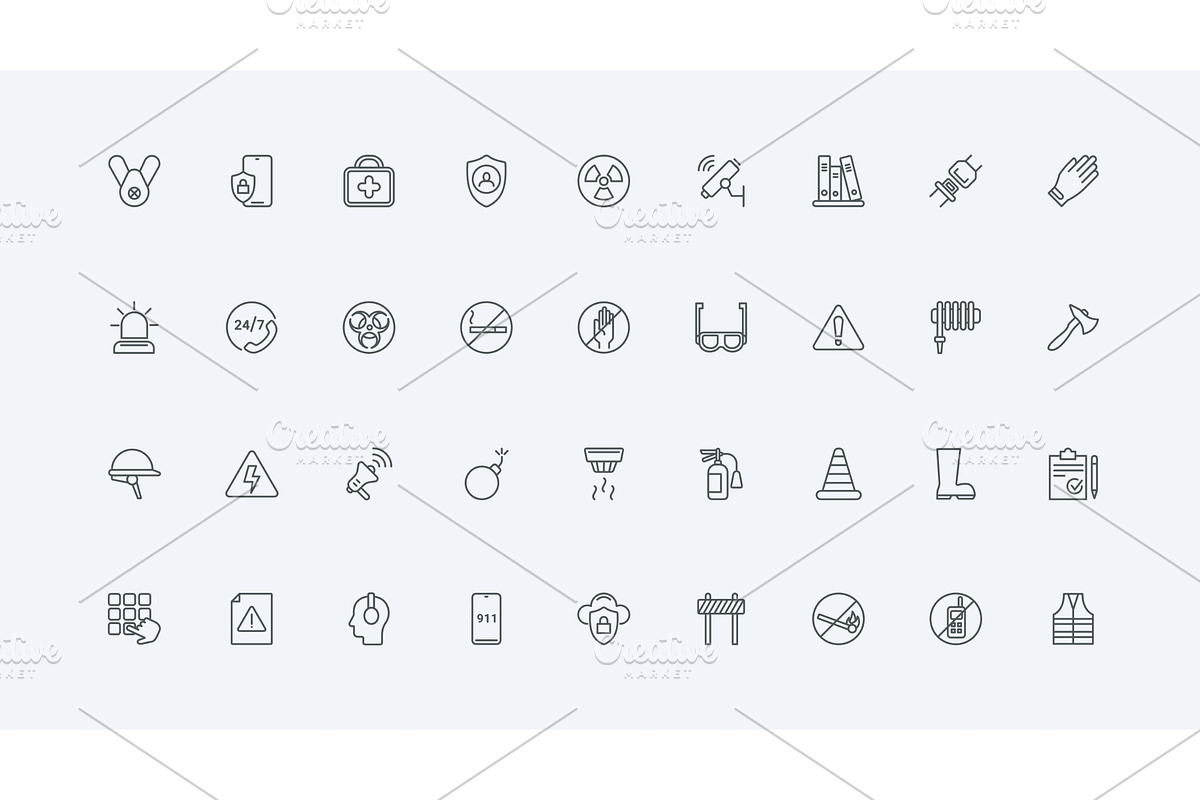 Safety security equipment save icons, an Object Illustration by Lemberg Vector
