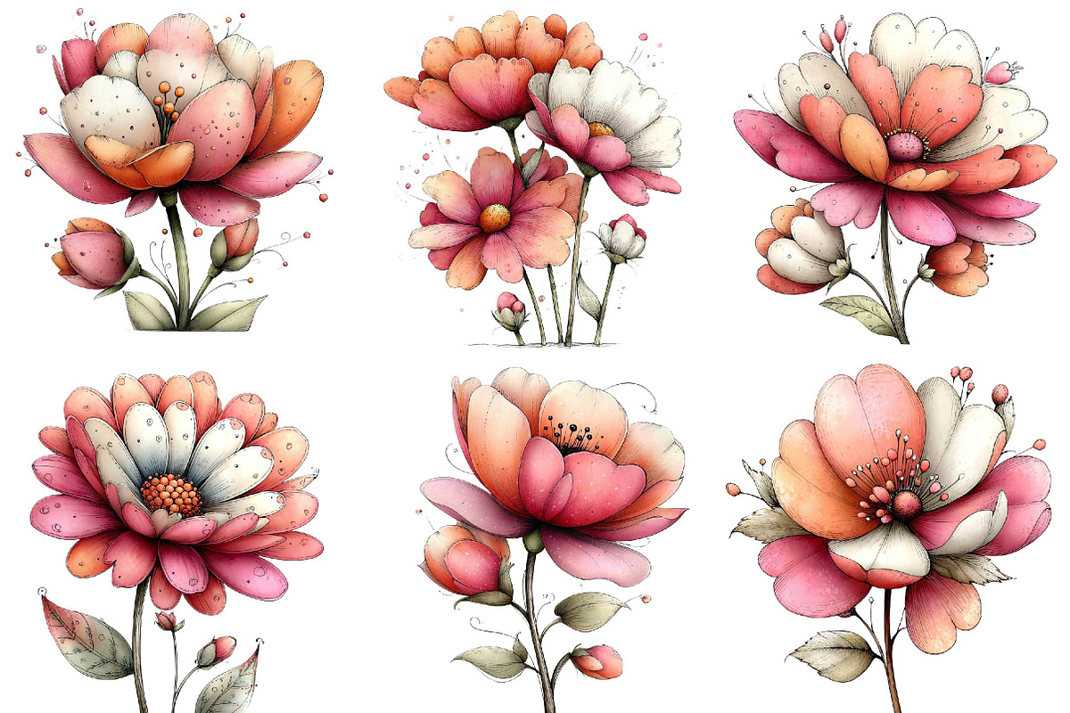 Whimsical Flowers Spring Clipart Bun, an Illustration by DreamPrint404 (Photo 5 of 6)