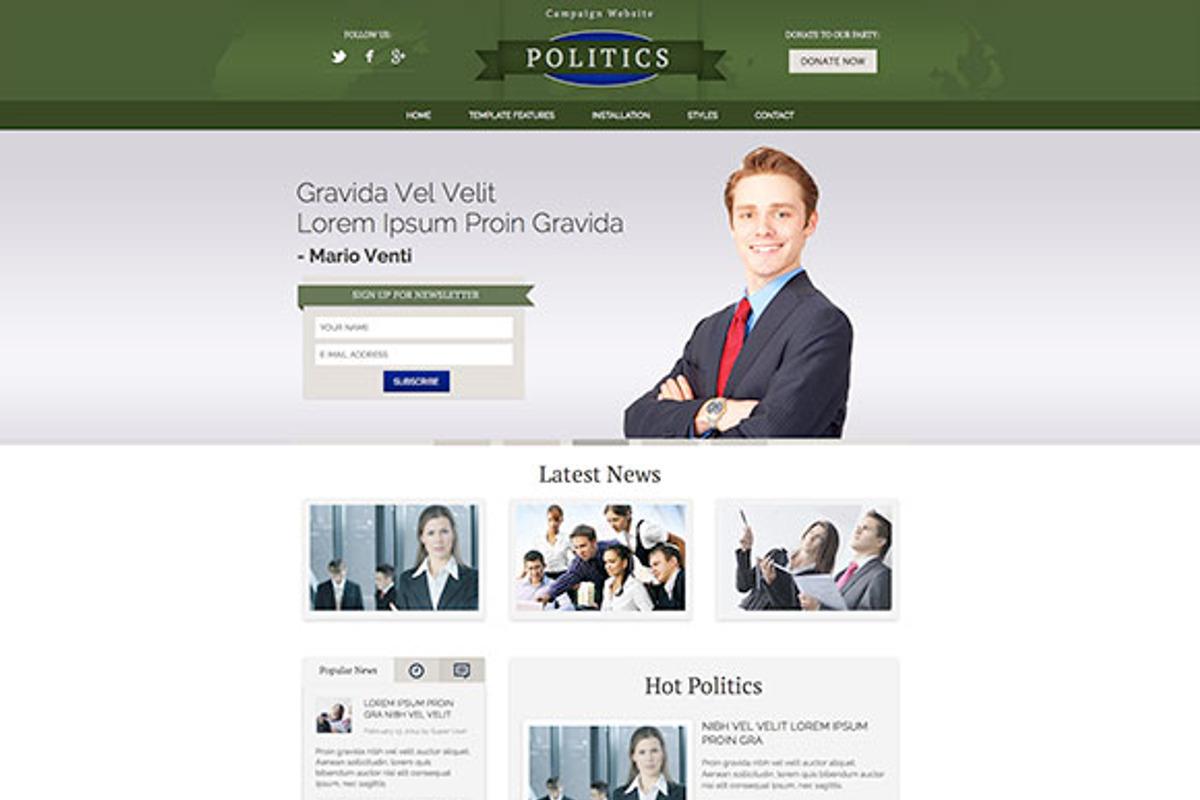 Hot Politics, a Websites & App Template by hot-themes (Photo 3 of 4)