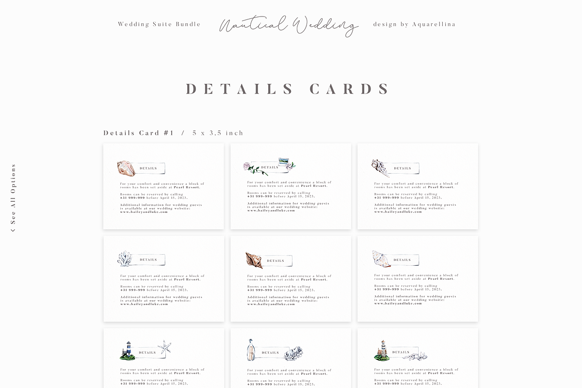 Nautical Wedding Invitations BUNDLE, an Invitation Template by Aquarellina (Photo 15 of 21)