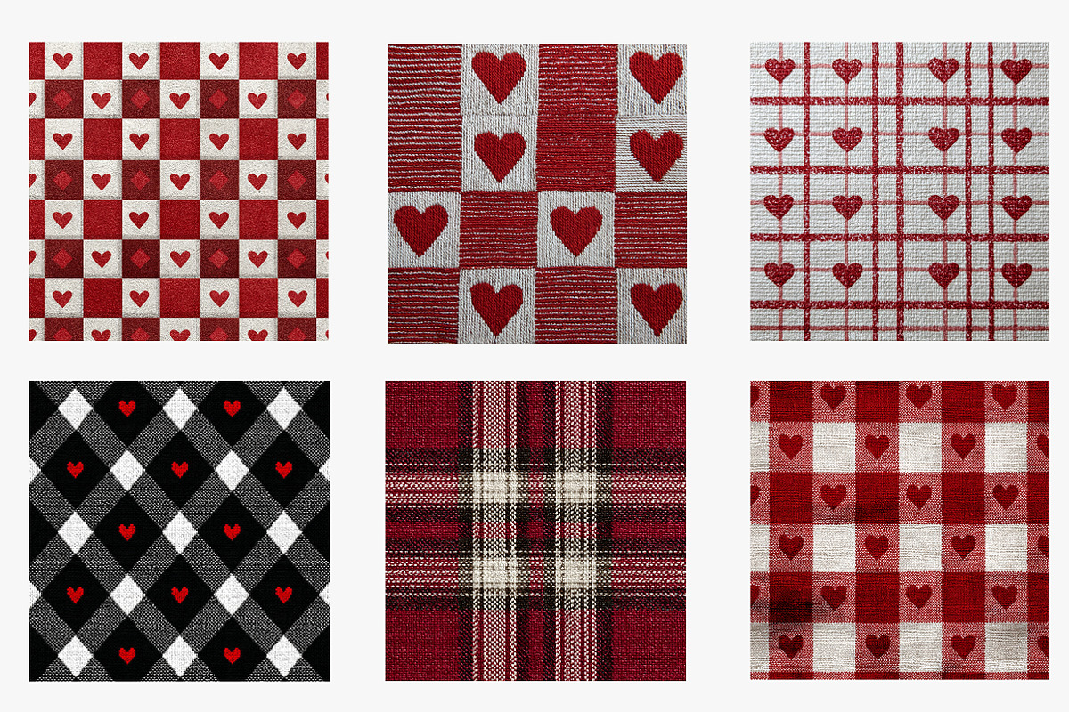 plaid valentines day digital paper, an Illustration by CreationArt (Photo 3 of 5)