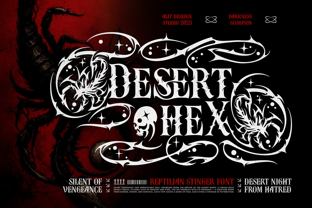 Reptilian Stinger Typeface, a Serif Font by alit design (Photo 5 of 19)