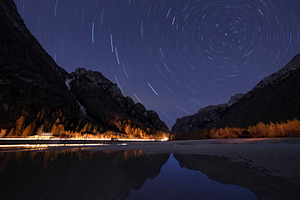 Star trails at night sky