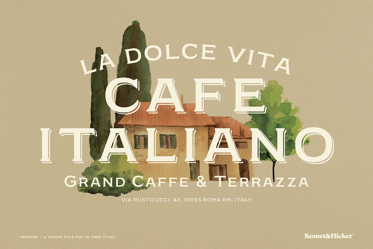 Germaine - A Vintage Style Font, a Serif Font by Komet & Flicker (Photo 2 of 15)