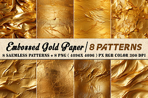 Embossed Gold Paper 8 Patterns