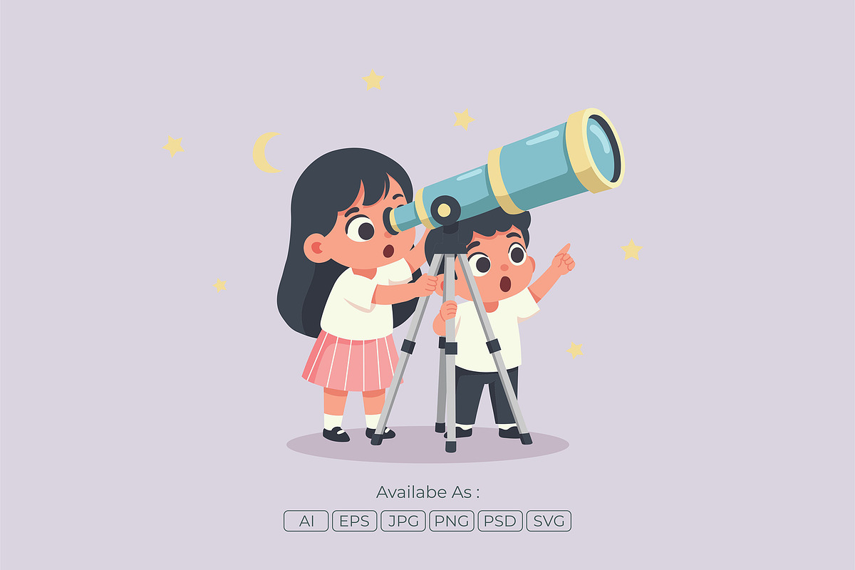 Kids Stargazing Telescope, a Person Illustration by Partikusi Design (Photo 2 of 3)