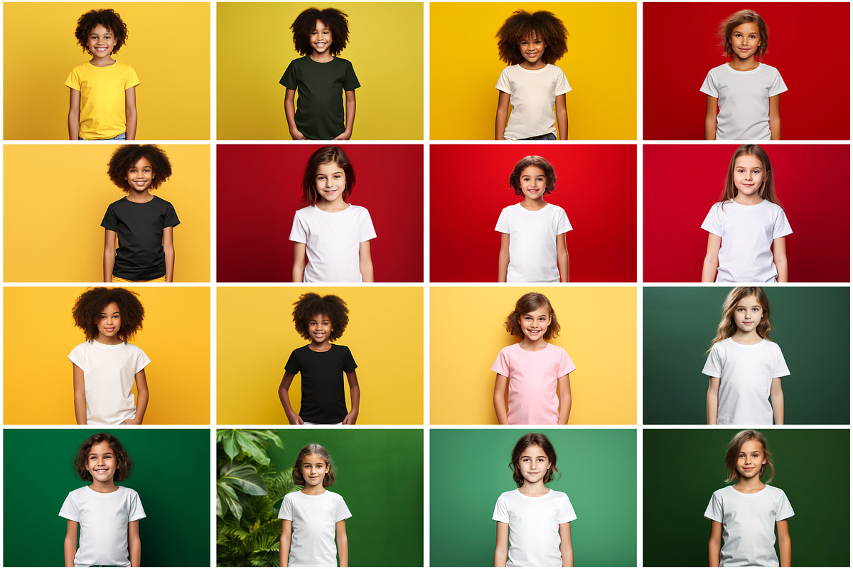 Kid Girl T-Shirt Mockup Picture Bund, a Shirt Mockup by Forhadx5 (Photo 4 of 8)