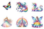 Rainbow Princess Watercolor Clipart, an Illustration by CreationArt (Thumbnail 2 of 7)