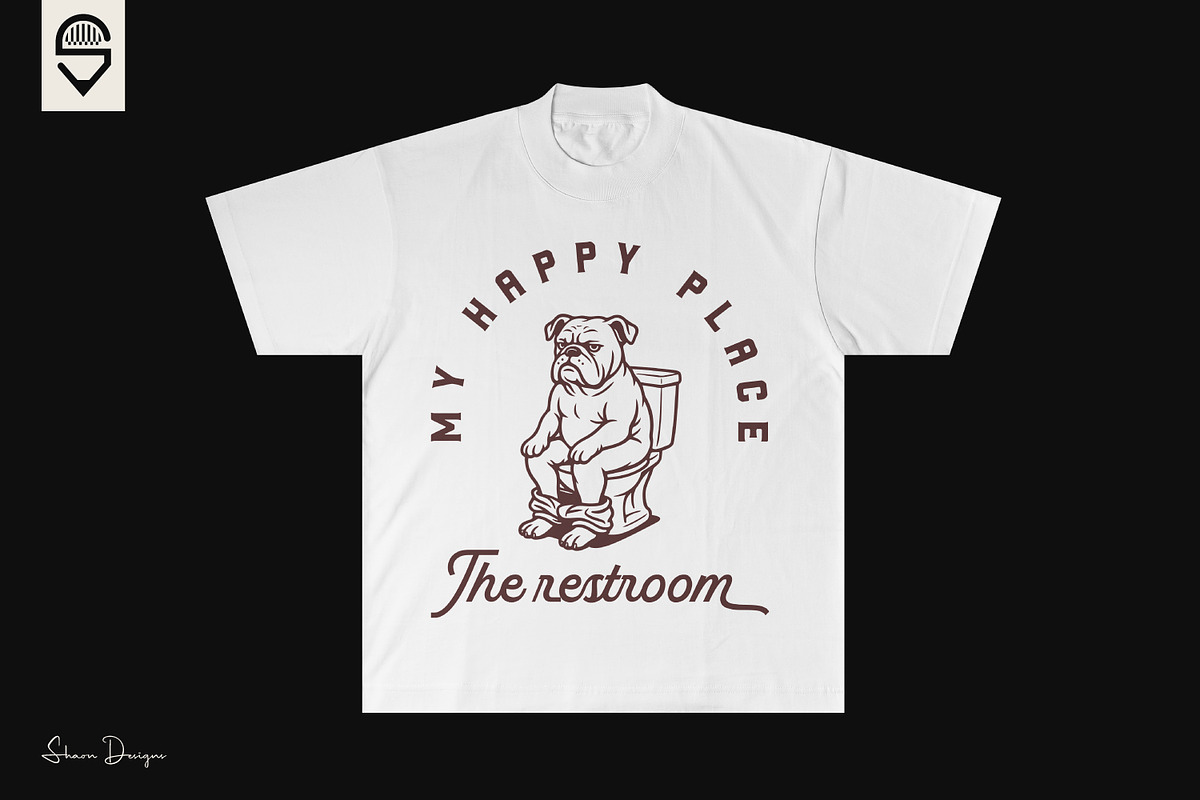 Funny Bulldog Restroom T-shirt, a Graphic by shaondesigns (Photo 3 of 4)