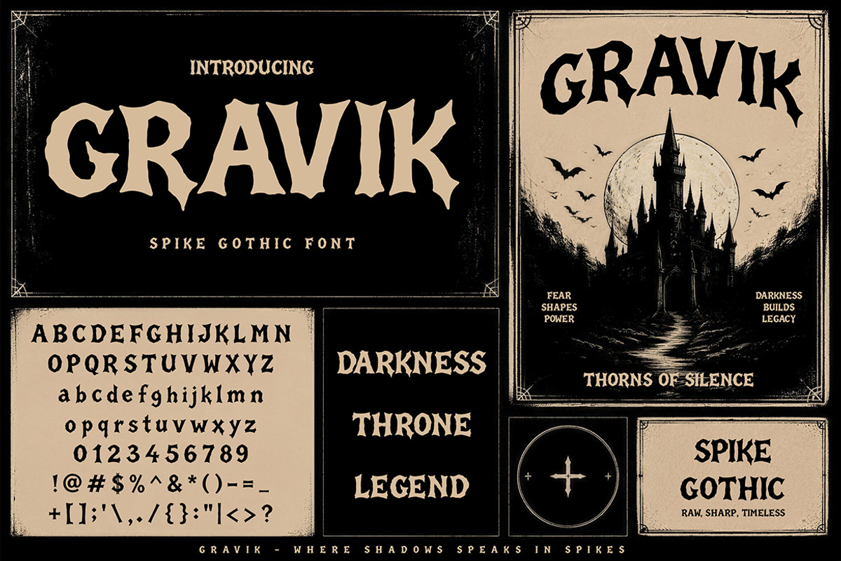 Gravik - Spike Gothic Font, a Blackletter Font by Pitchlook.Studio (Photo 4 of 4)
