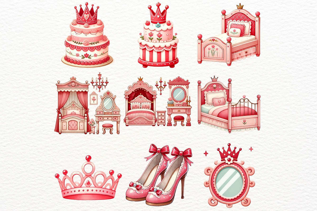 Cute Watercolor Princess Clipart, a Person Illustration by Nicolle's Colorful Art (Photo 5 of 6)