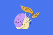 Cute, funny snails set + backgrounds, an Animal Illustration by PaperTrident (Thumbnail 7 of 26)