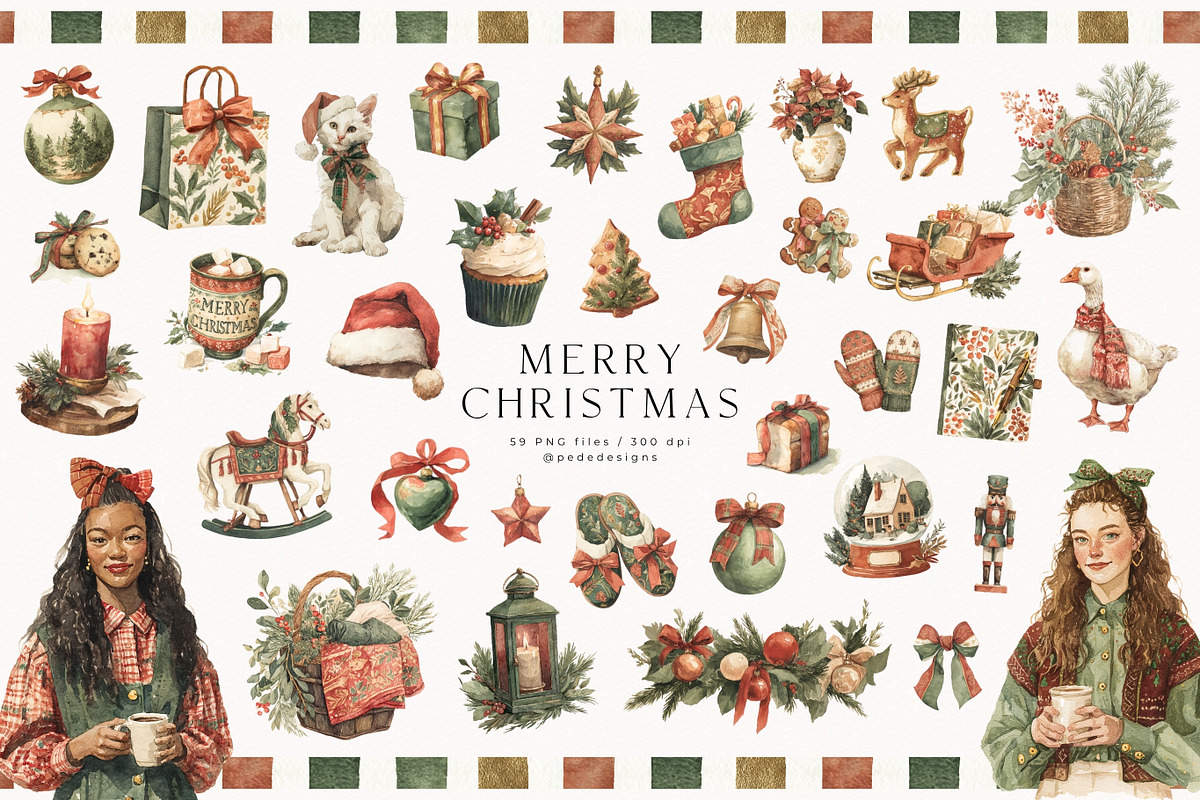 Merry Christmas Collection, a Seasonal Illustration by PeDe Designs (Photo 4 of 31)
