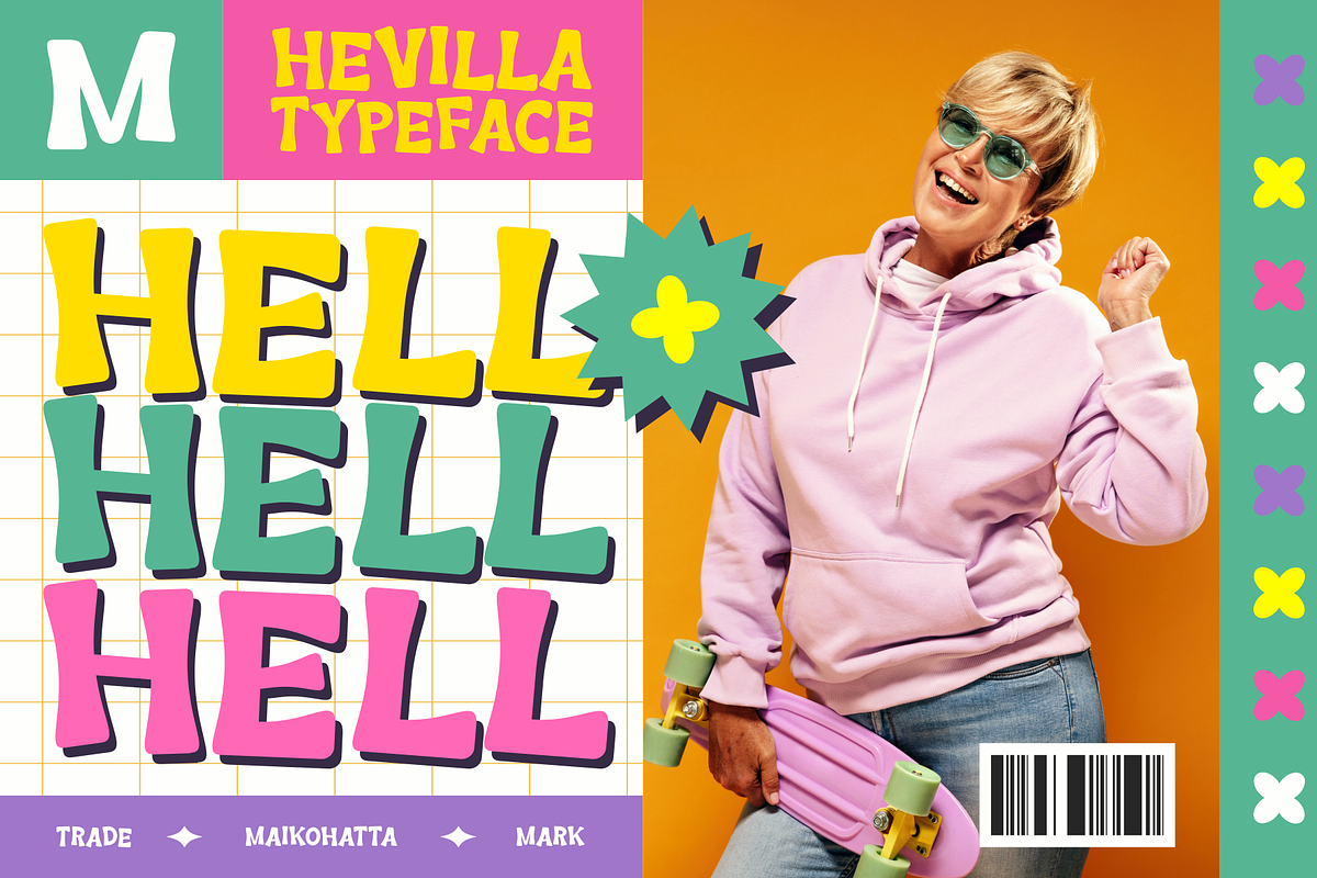Hevilla - Y2k Display Font, a Sans Serif Font by MaikoHatta (Photo 7 of 7)