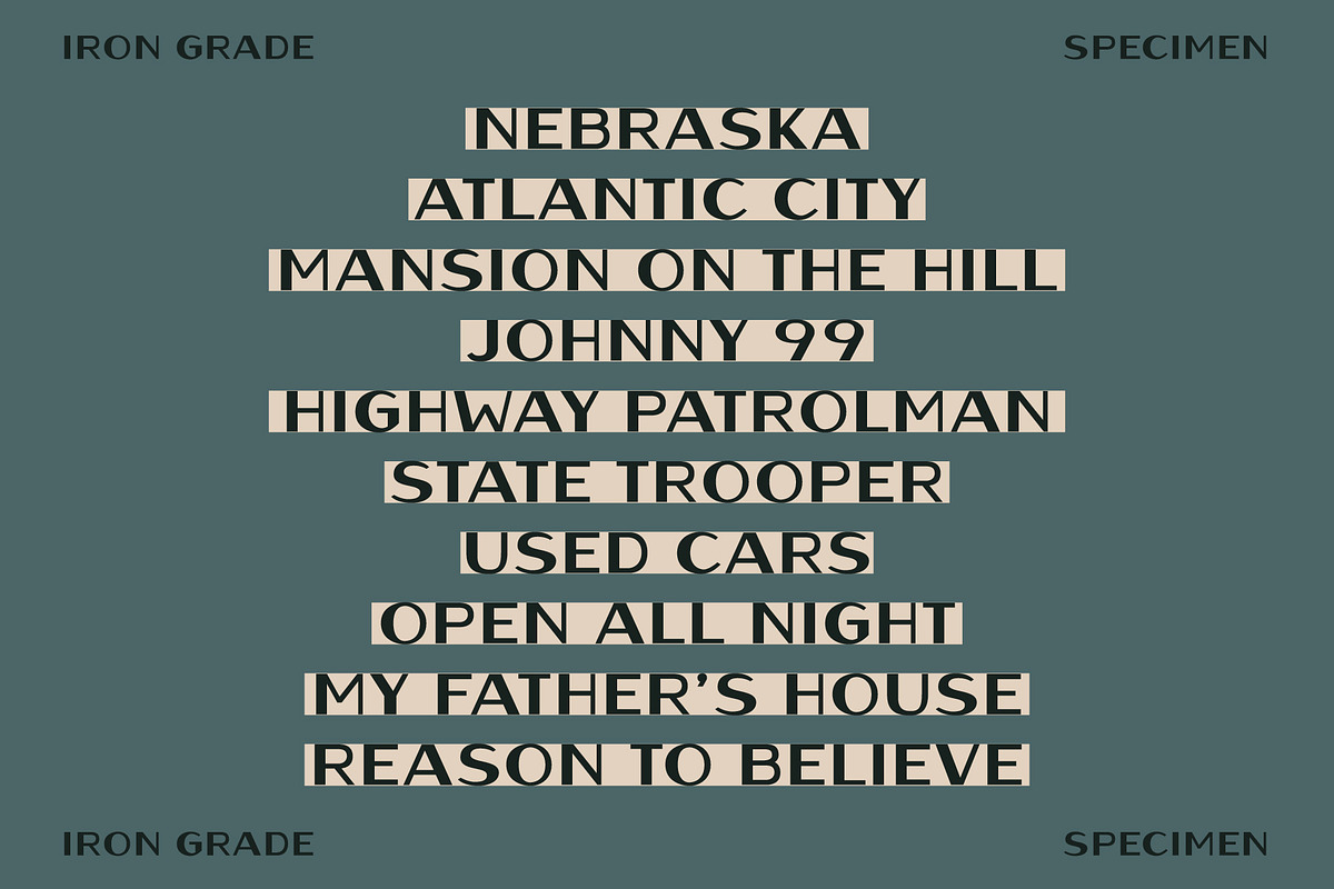 Iron Grade - Display Font, a Font by Rest Stop (Photo 4 of 5)