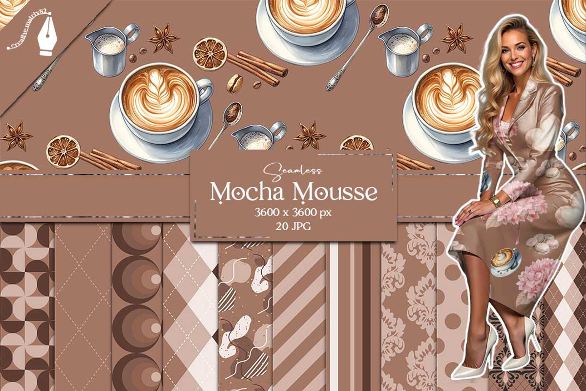 Mocha Mousse Seamless Digital Paper, a Pattern Graphic by Creative Matrix82 (Photo 1 of 5)