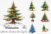 Watercolor Christmas Tree Clipart Bu, an Illustration by CrexoraLab (Thumbnail 1 of 5)