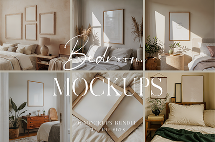 Bedroom Mockup Bundle | Multi-Size, a Household Mockup by The White Space Co.