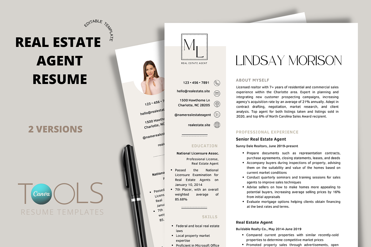 Real Estate Resume Template, a Resume Template by MediaKitTemplates (Photo 4 of 9)