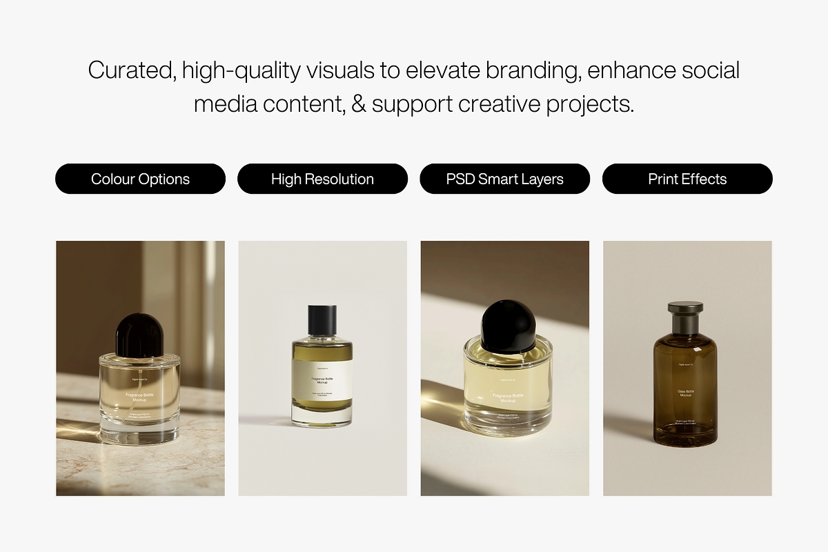 4 Fragrance Bottle Mockup Set, a Packaging Mockup by Digital Asset Co (Photo 4 of 7)