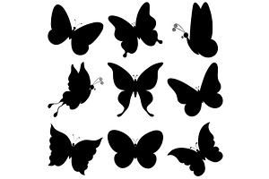 Butterflies, black silhouettes